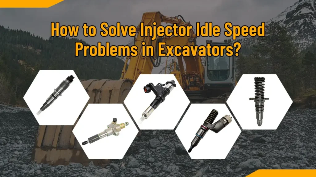 Graphic from Kyotechs' official blog showing five diesel fuel injector types against an excavator background